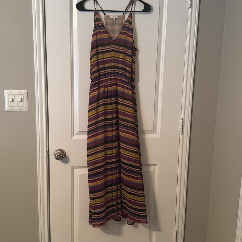 Joie Jesbelle Striped Silk V-Neck Midi/Maxi Dress, Small, Used Good Condition - Picture 3 of 4